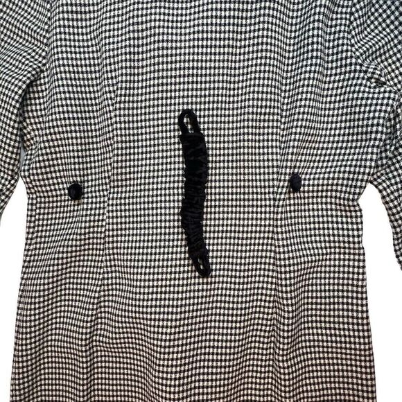 Vintage D.B.Y. Dress Womens 9 Black Checkered Velvet Chelsea Collar Pencil Dress - Picture 14 of 14